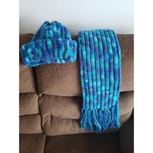 Homemade Scarf and hat‎ Blue & Purple
